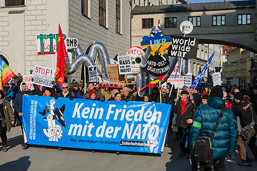 Image showing European anti-NATO peaceful protest demonstration