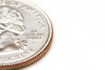 Image showing american quarter dollar macro - in god we trust