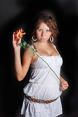 Image showing Beautiful woman with flower