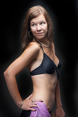 Image showing Attractive woman in black bra