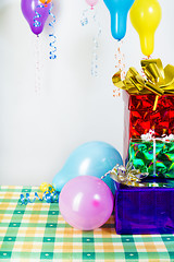 Image showing Balloons and gifts. Background or card