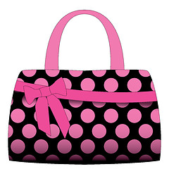 Image showing Vector black handbag in pink polka dots