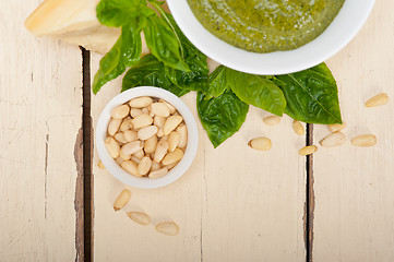 Image showing Italian basil pesto sauce ingredients