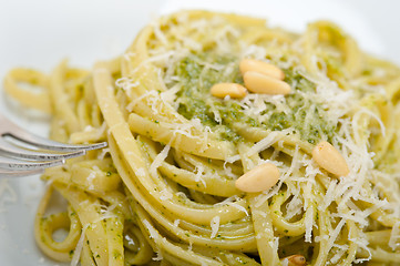 Image showing Italian traditional basil pesto pasta ingredients