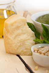 Image showing Italian basil pesto sauce ingredients