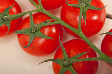 Image showing fresh cherry tomatoes on a cluster