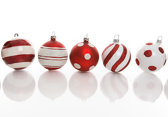 Image showing Five Festive Christmas Baubles