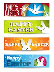 Image showing Happy Easter Rabbit Bunny Set of Banners