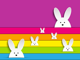 Image showing Happy Easter Rabbit Bunny on Rainbow Background