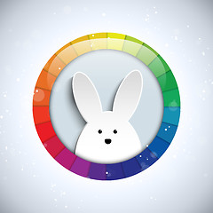 Image showing Happy Easter Rabbit Bunny on Rainbow Background