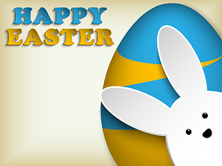 Image showing Happy Easter Rabbit Bunny Easter Egg Retro