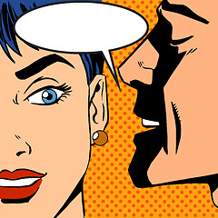 Image showing man whispers girl Pop art vintage comic
