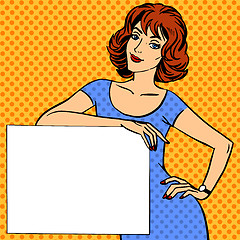 Image showing woman with poster place for text Pop art vintage comic