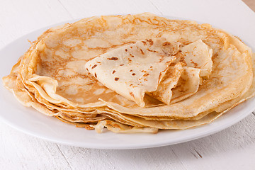 Image showing Delicious Pancakes on Plate Served