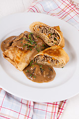 Image showing Savory mince pancakes or tortillas