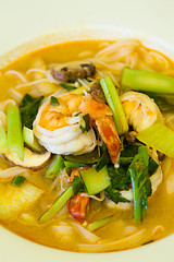 Image showing Bowl of traditional Thai tom yam soup