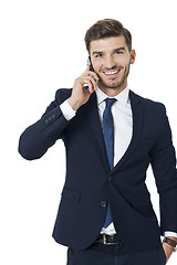 Image showing Stylish businessman chatting on his mobile