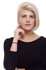 Image showing Pretty Woman Posing in Trendy Black Shirt