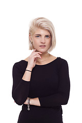 Image showing Pretty Woman Posing in Trendy Black Shirt