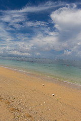 Image showing Beautiful tropical beach with lush vegetation