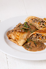 Image showing Savory mince pancakes or tortillas