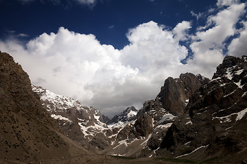 Image showing Mountains and sky with clouds