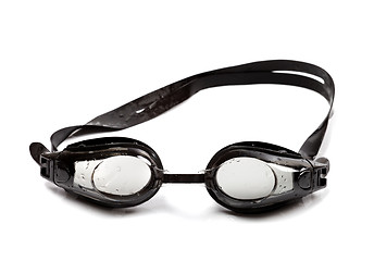 Image showing Goggles for swimming with water drops