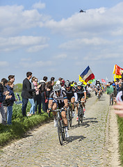 Image showing Three Cyclists on Paris-Roubaix 2014