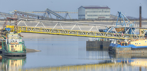 Image showing Ships moored at a shipyard