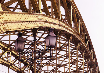 Image showing Decorative lamps hanging from bridge