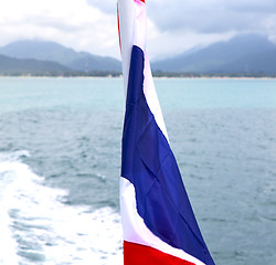 Image showing  myanmar kho   isle waving flag      south china sea 