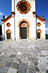 Image showing  church  in    mercallo   closed brick tower sidewalk italy  lom