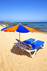 Image showing white coast lanzarote  in spain    orange