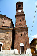 Image showing  church  in  the samarate   old   closed  tower sidewalk italy  