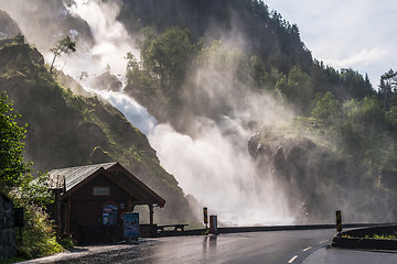 Image showing Latefossen (Latefoss) - one of the biggest waterfalls in Norwa