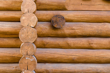 Image showing wooden blockhouse. close-up of the wall