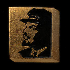 Image showing Soviet badge Lenin black  profile