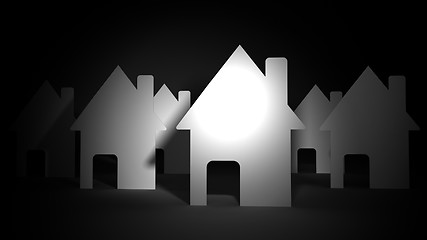 Image showing Paper houses on black background