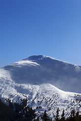 Image showing Winter mountains in sunny wind day