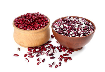 Image showing Two bowls with beans