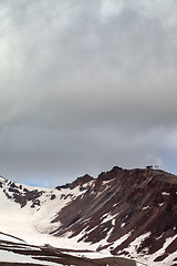 Image showing Spring mountains with snow before rain