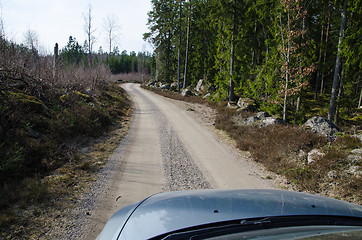 Image showing Driving at a gravel road