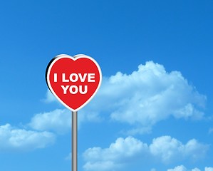 Image showing Declaration Love Road Sign on Sky