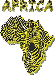 Image showing Silhouette Map of Africa with The Head of Zebra