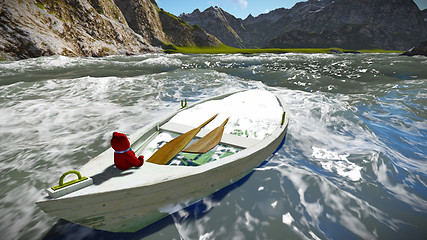 Image showing Sinking boat with teddy bear