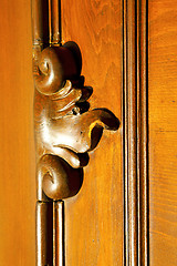 Image showing incision  house door    in italy        closed nail rusty