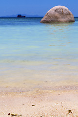 Image showing asia in the  kho tao bay isle white  beach    rocks house  