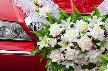 Image showing Wedding car decoration