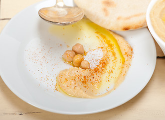 Image showing Hummus with pita bread 