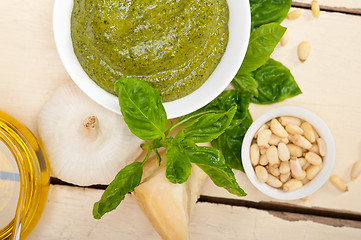 Image showing Italian basil pesto sauce ingredients